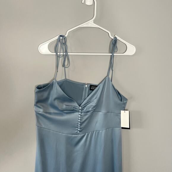 Danielle Bernstein NEW Blue Satin Slip Dress Size 12 90s - Picture 6 of 15